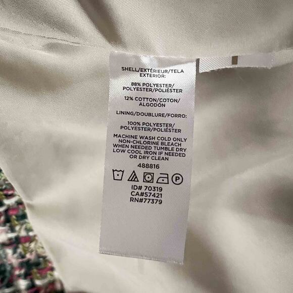 Womens Ann Taylor Pastel Tweed Cascade Fringe Double-Breasted Jacket Multi Sze 4 - Picture 4 of 6